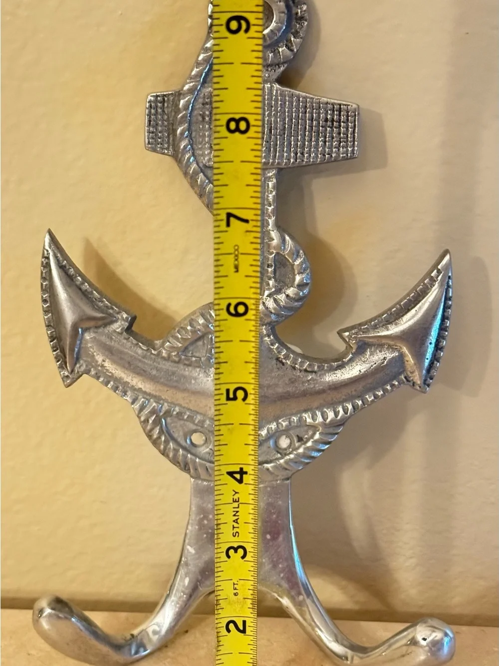 Vintage Cast Metal Nautical Anchor Double Hooks for Coats or Towels